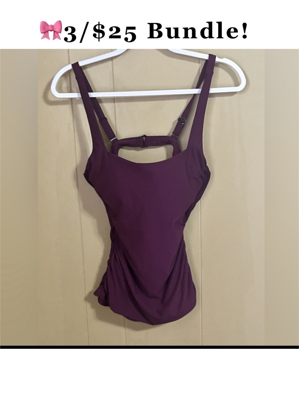 Athleta Velvet Plum Square Neck Tankini Top 34B/CT Tall Swim 3/$25 Bundle!